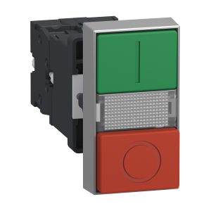 XA2EW7L3741B5 - Botão Duplo Luminoso Verde/Vermelho Schneider LED 24VCC 1NA+1NF